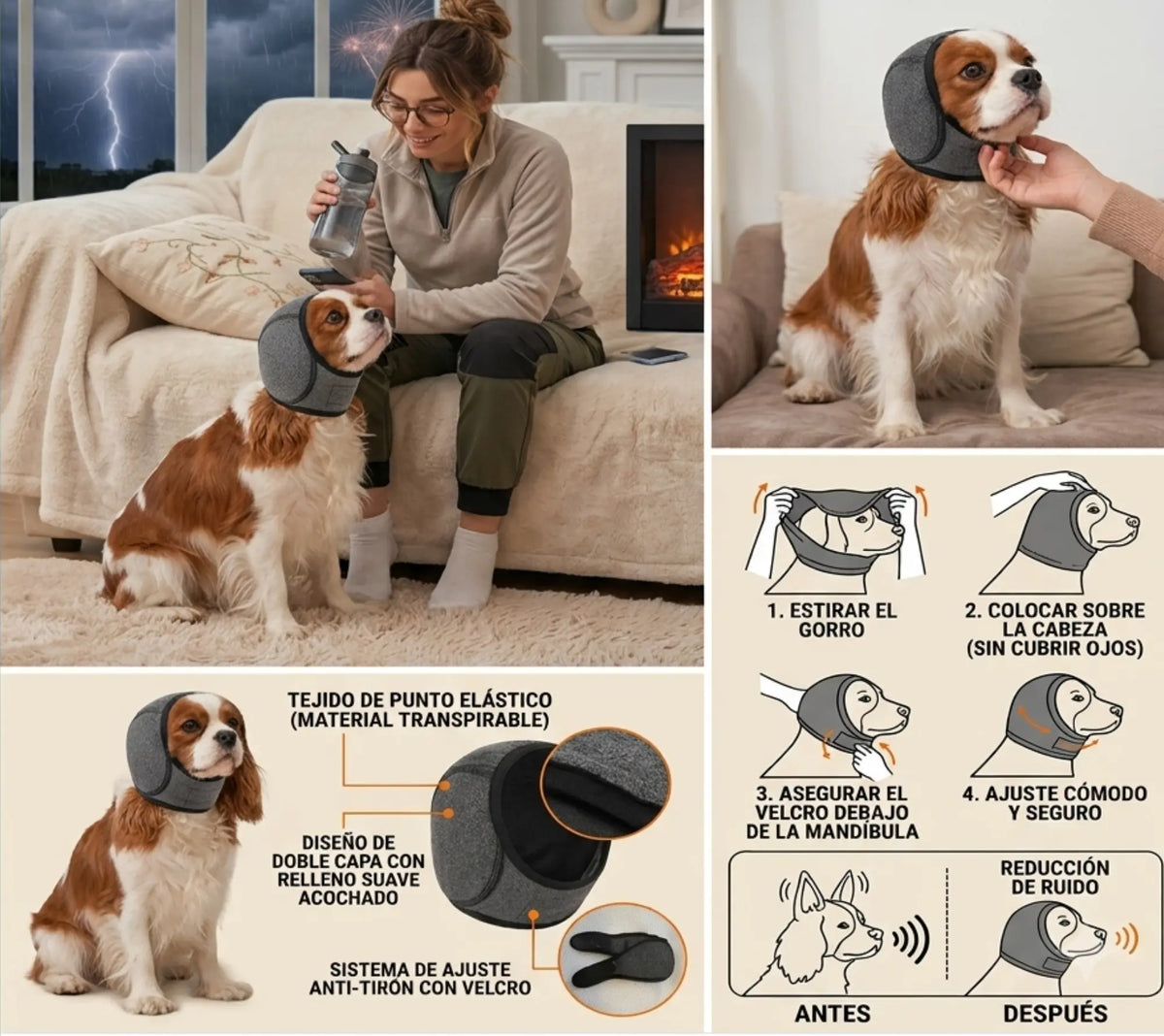 Gorro Antirruido para Perros | Protección frente al ruido Mas que mascotas