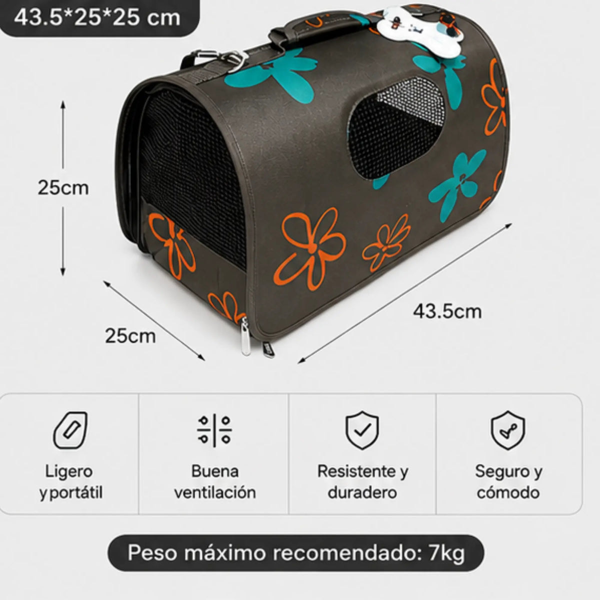 Transportín de Viaje Plegable "Floral Spring": Bolsa Homologada para Avión Mas que mascotas