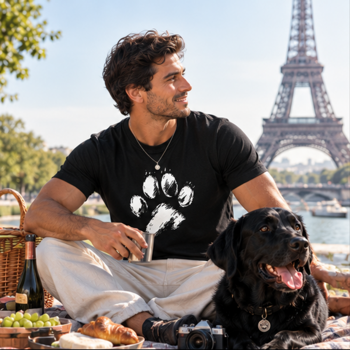 Camiseta Negra Urbana con Huella