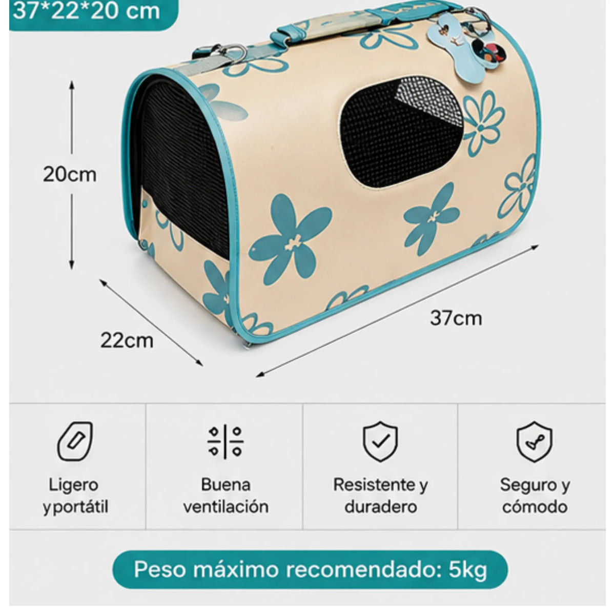 Transportín de Viaje Plegable "Floral Spring": Bolsa Homologada para Avión Mas que mascotas